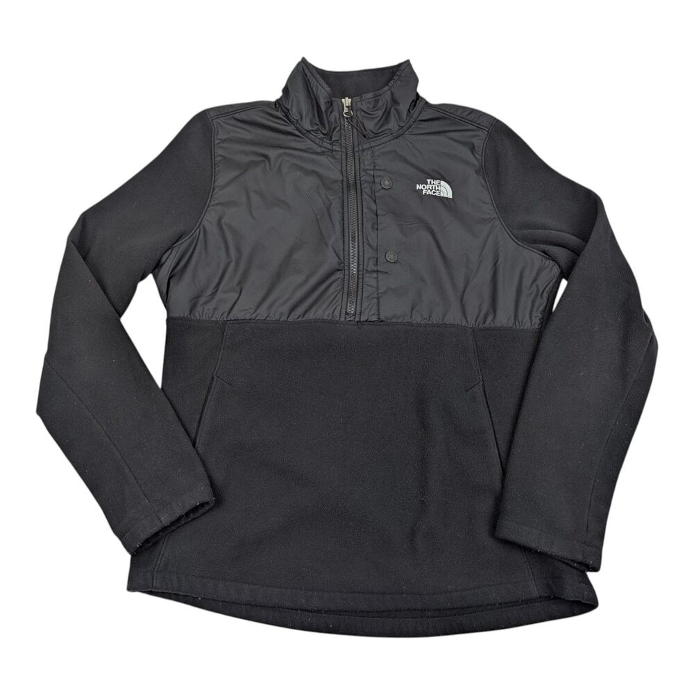 The North Face 1/4 Zip Black Fleece‎ Jacket Top Size MED